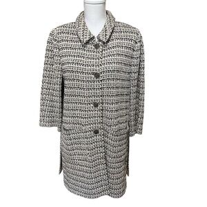 St. John Longline Tweed Blazer Jacket 3/4 Sleeves Women’s Sz 12 Designer Classic